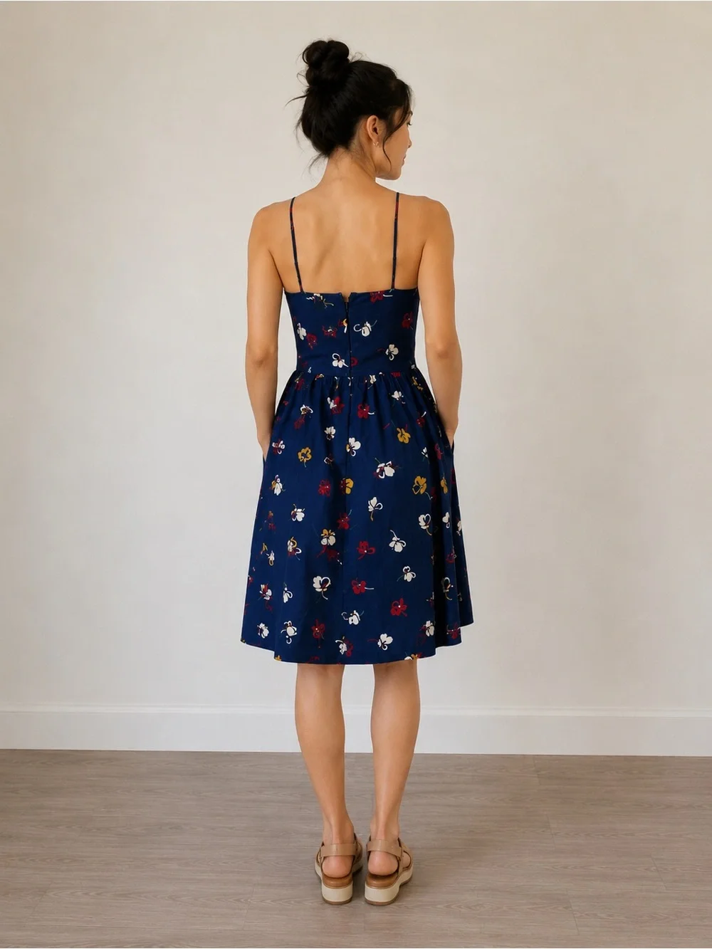 Floral Midi Dress with Crisscross Straps